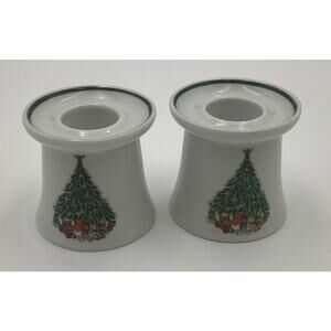 Noel Porcelle Christmas Tree Taper Candle Holder by House of Salem Japan